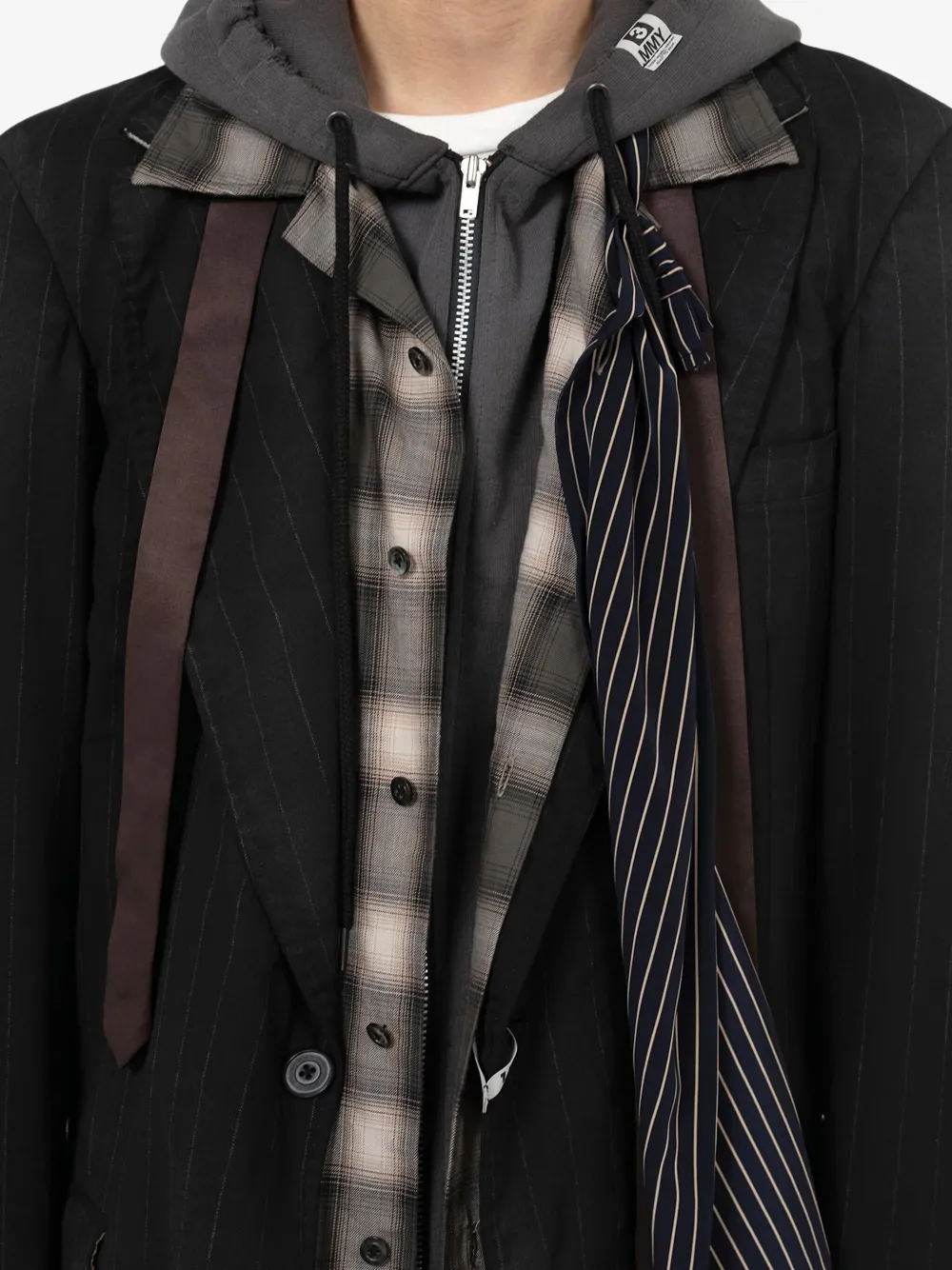 Maison MIHARA YASUHIRO Gelaagde blazer met krijtstreep Zwart
