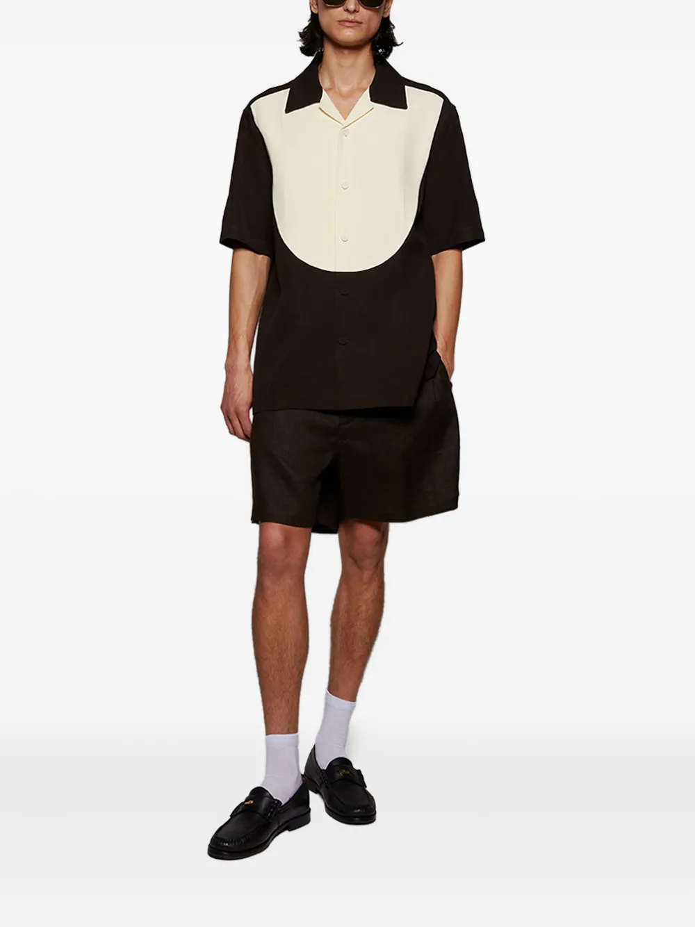 BODE linen button-front shorts | 테일러드 쇼츠 | Image 2