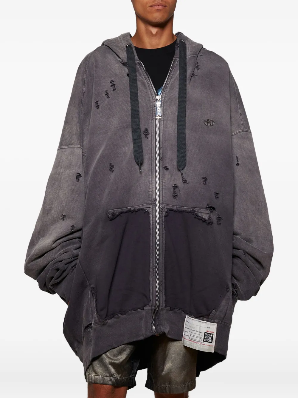 Maison MIHARA YASUHIRO Gerafelde hoodie Zwart