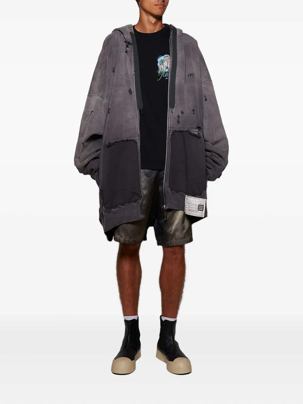 Maison MIHARA YASUHIRO distressed zip-up hoodie | Hoodies | Image 2