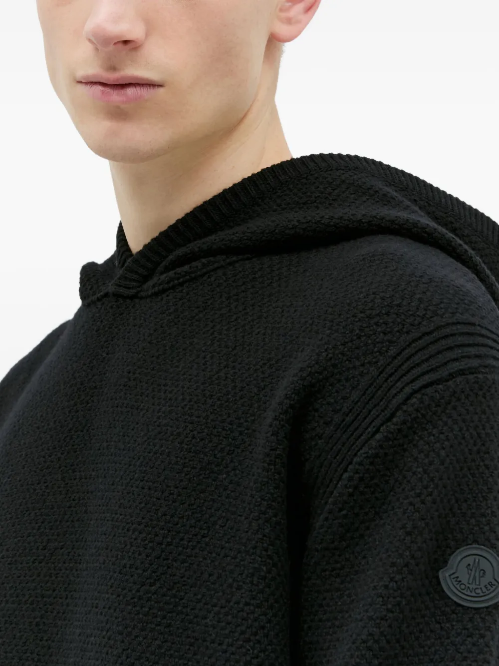 Moncler Wollen hoodie Zwart
