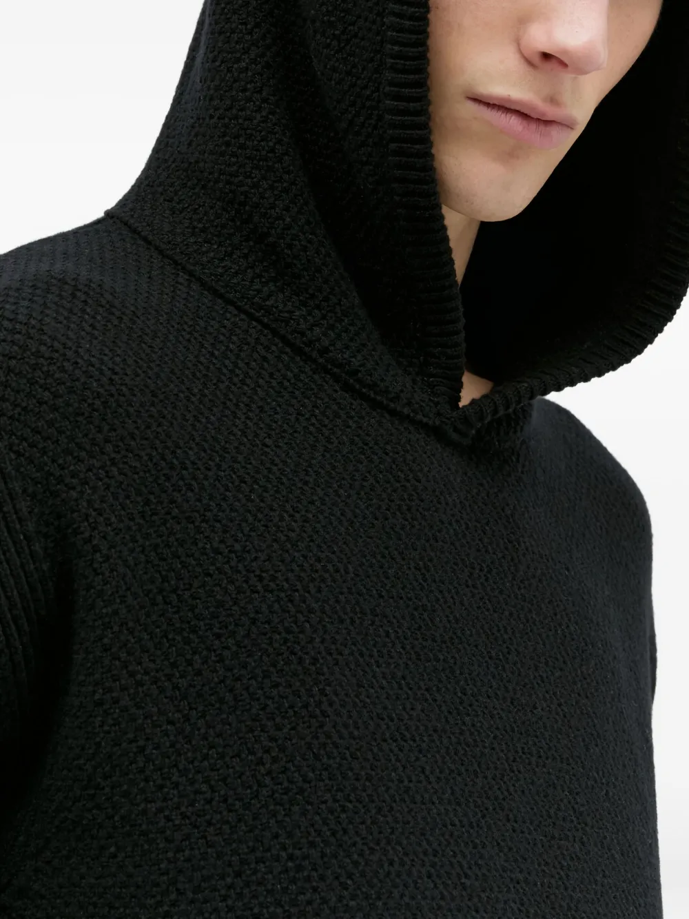 Moncler Wollen hoodie Zwart
