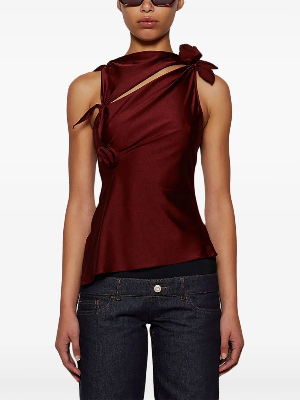  Coperni Asymmetric Flower Top - Red 
