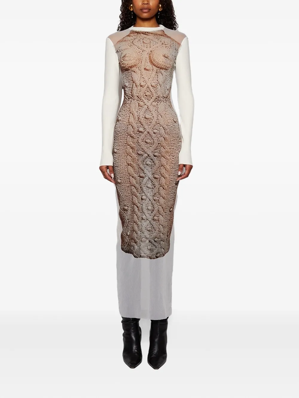 Jean Paul Gaultier Madonna-knit mesh dress Wit