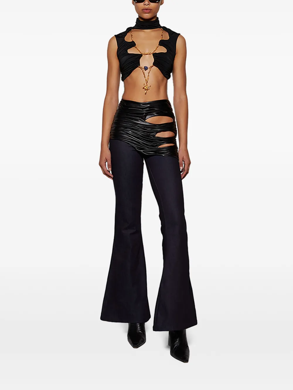 Di Petsa Jeans met gedrapeerd detail - Blauw