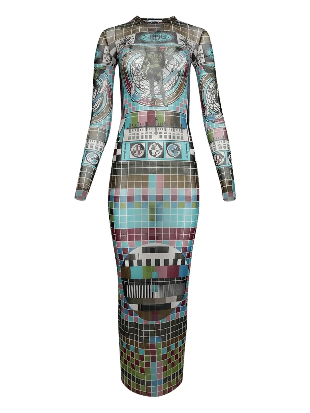 Jean Paul Gaultier Mire-printed mesh dress Bruin
