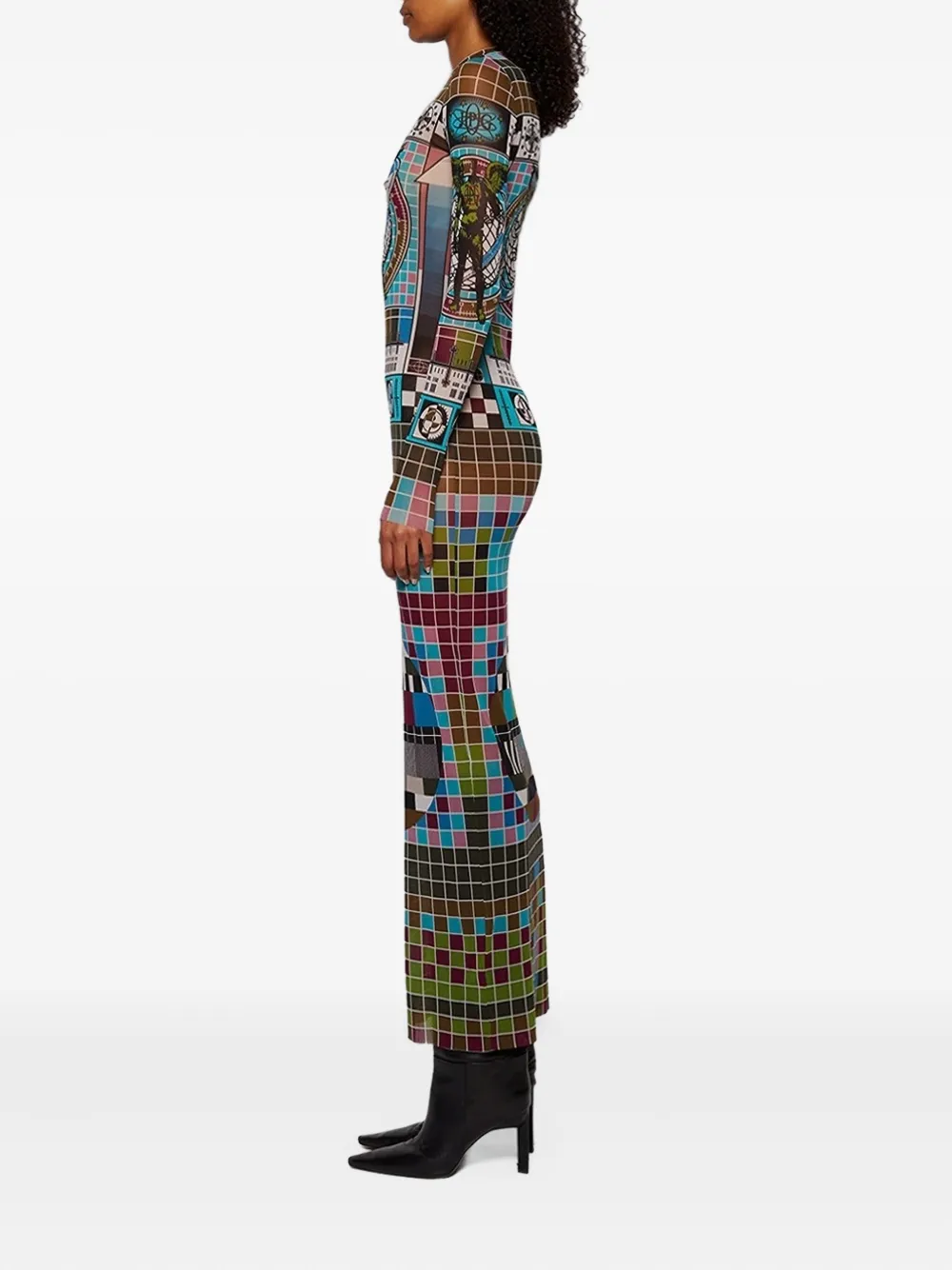 Jean Paul Gaultier Mire-printed mesh dress Bruin