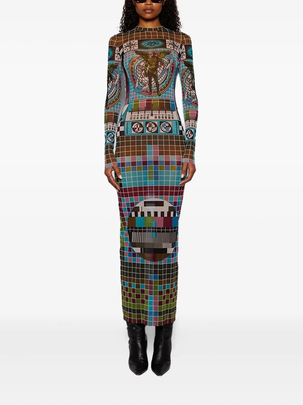 Jean Paul Gaultier Mire-printed mesh dress Bruin
