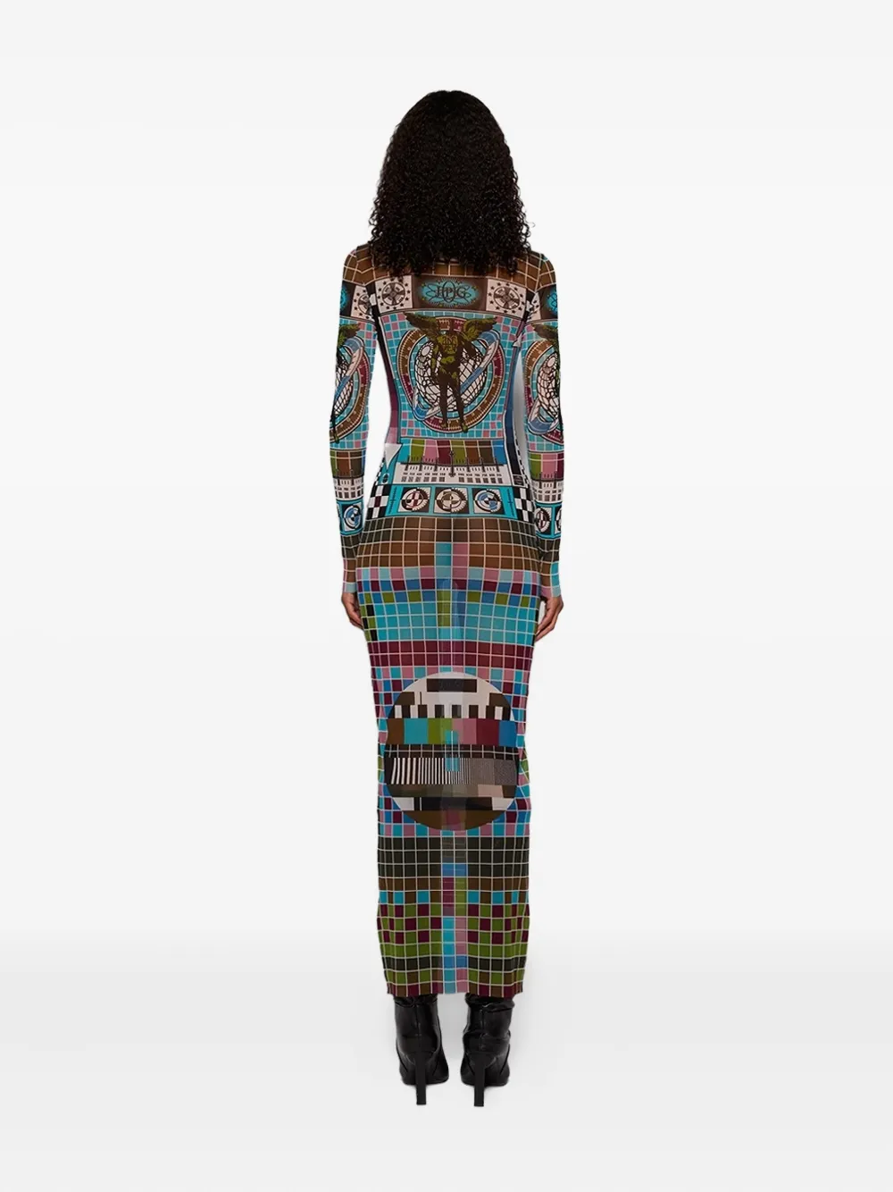 Jean Paul Gaultier Mire-printed mesh dress Bruin