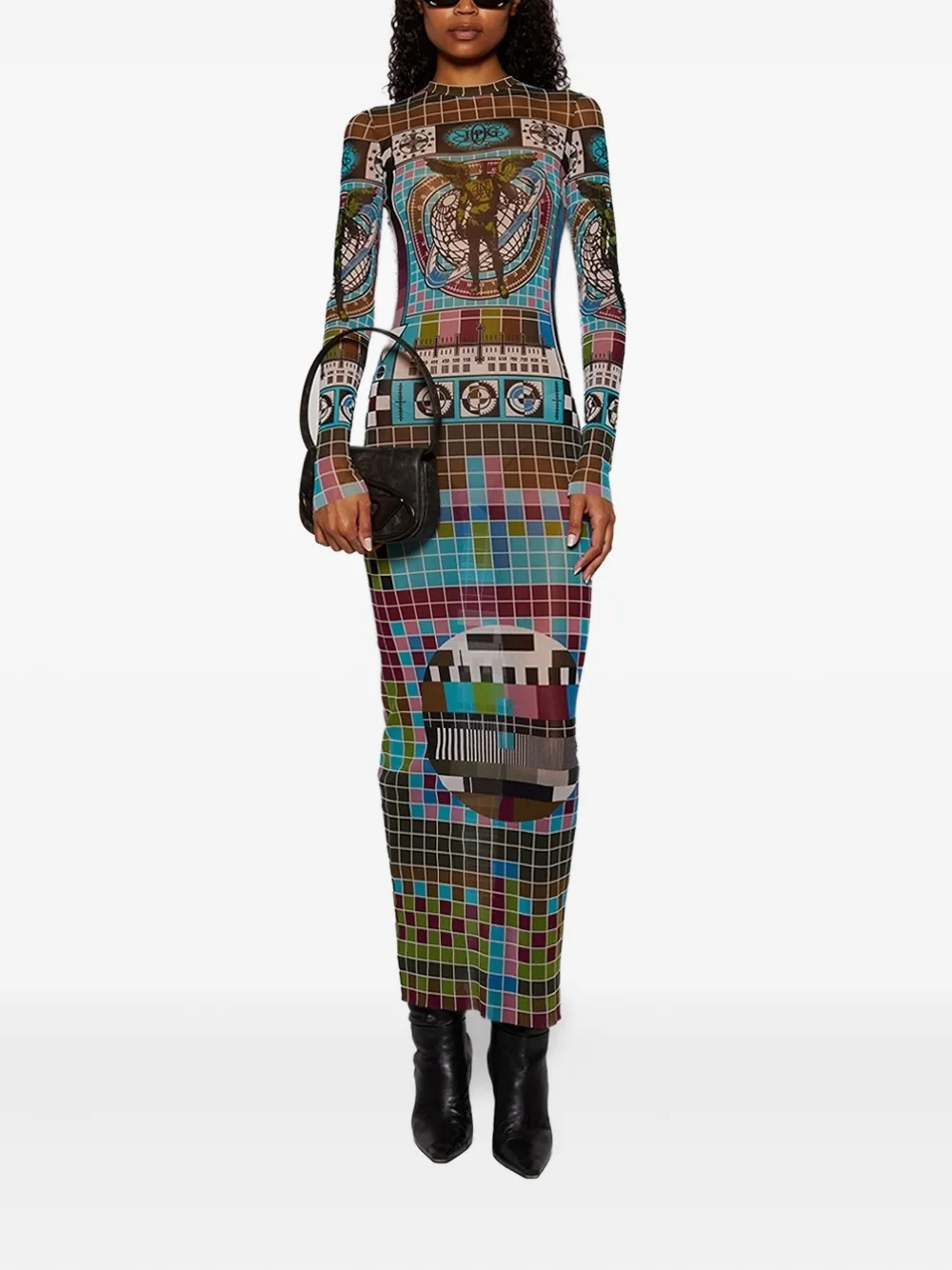 Jean Paul Gaultier Mire-printed mesh dress Bruin