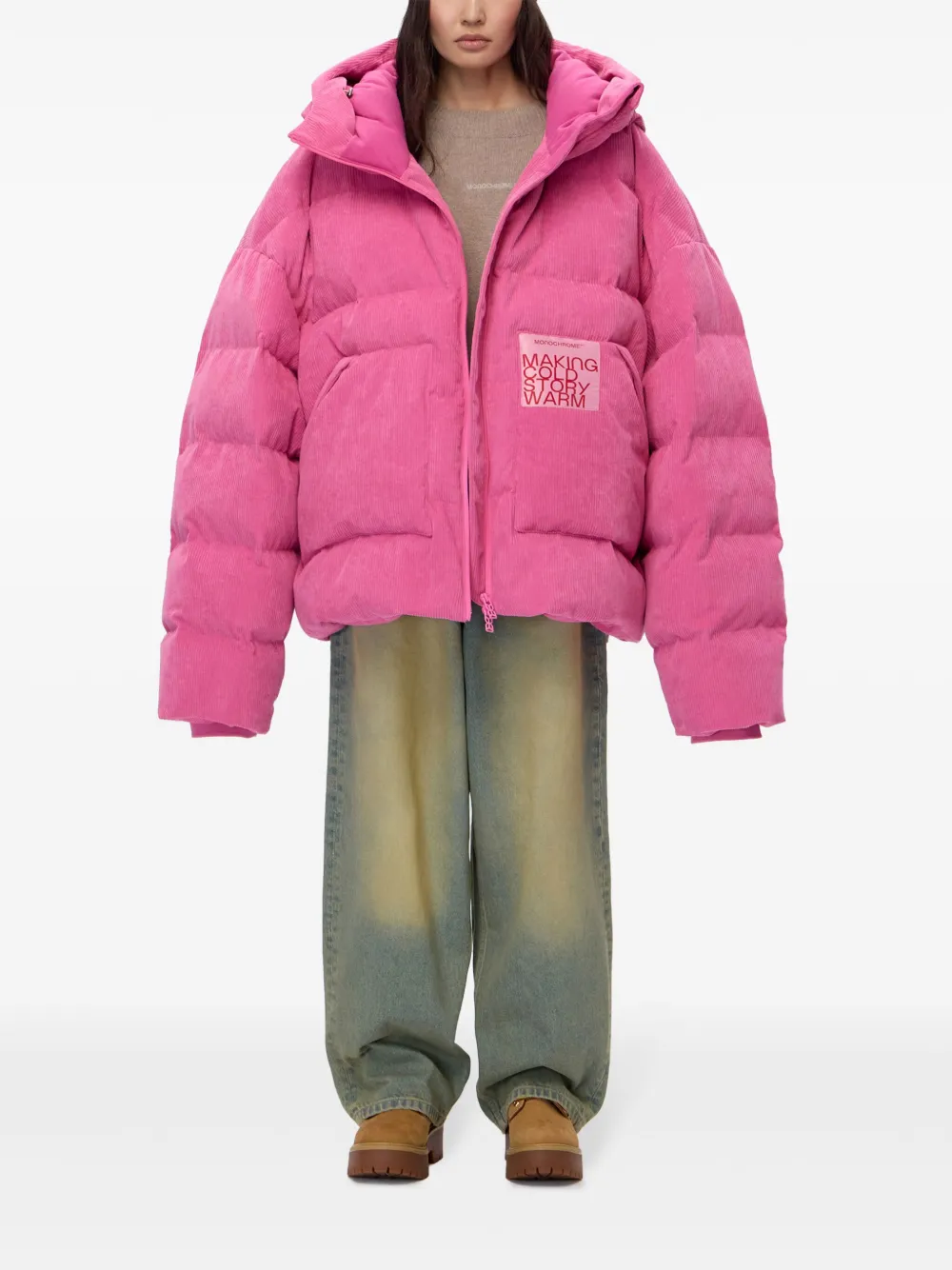 MONOCHROME Donsjack met logopatch - Roze