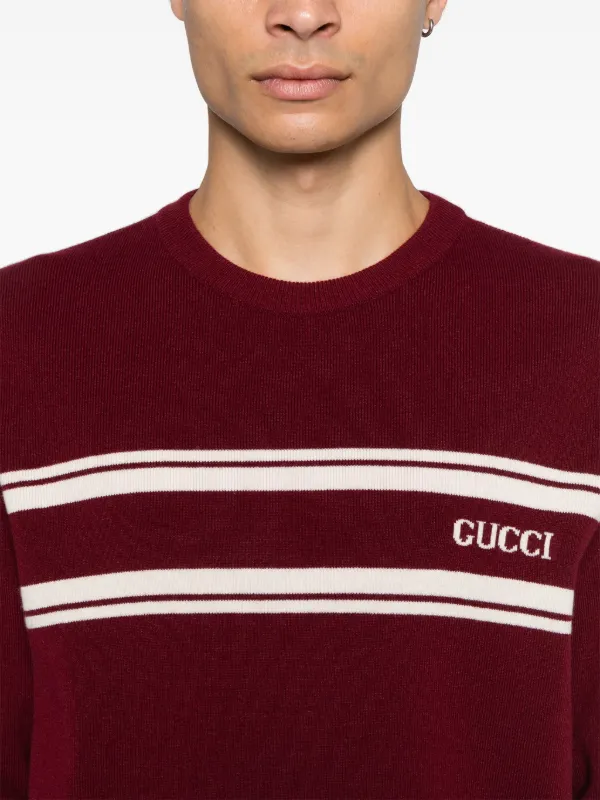 Gucci intarsia logo Sweater Red FARFETCH AE