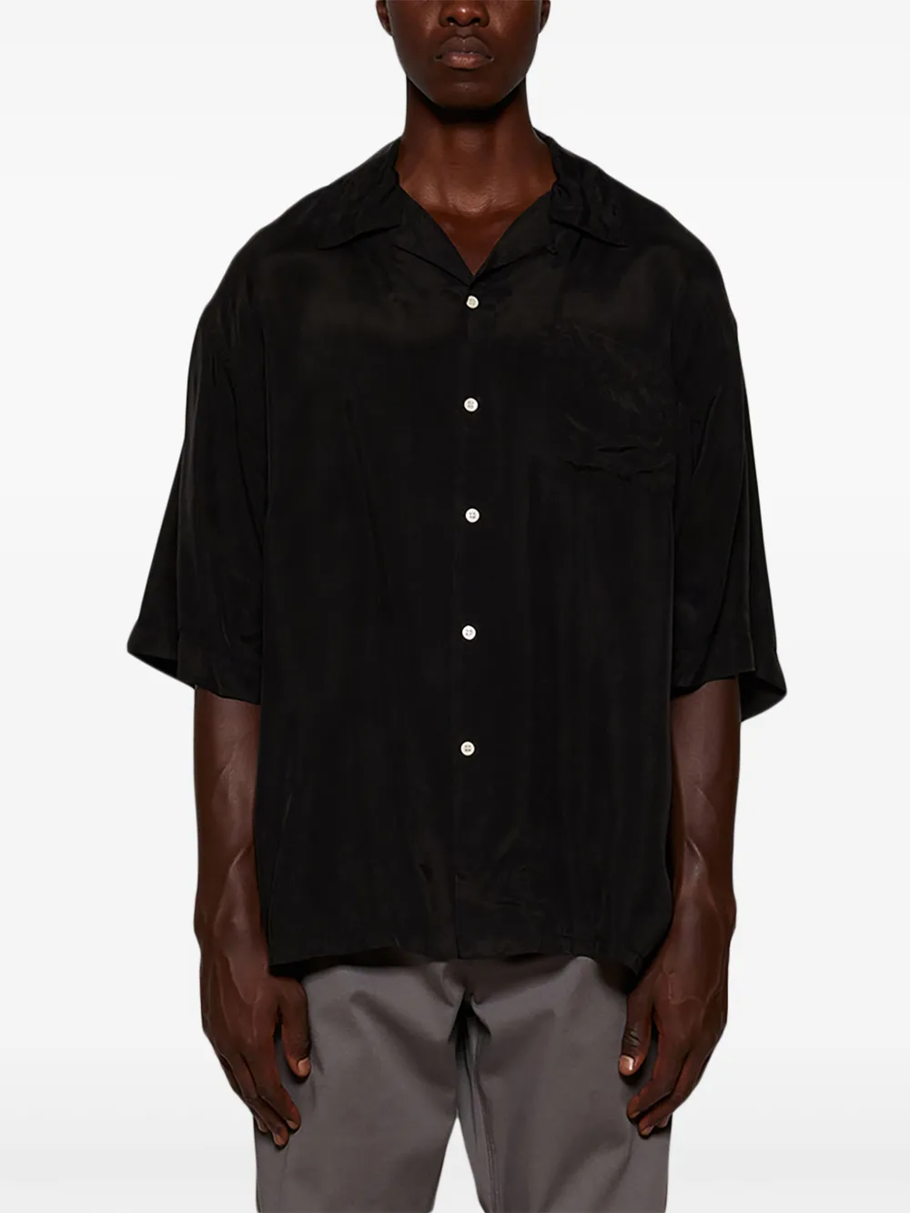 Marni Cuban-collar Shirt In Black