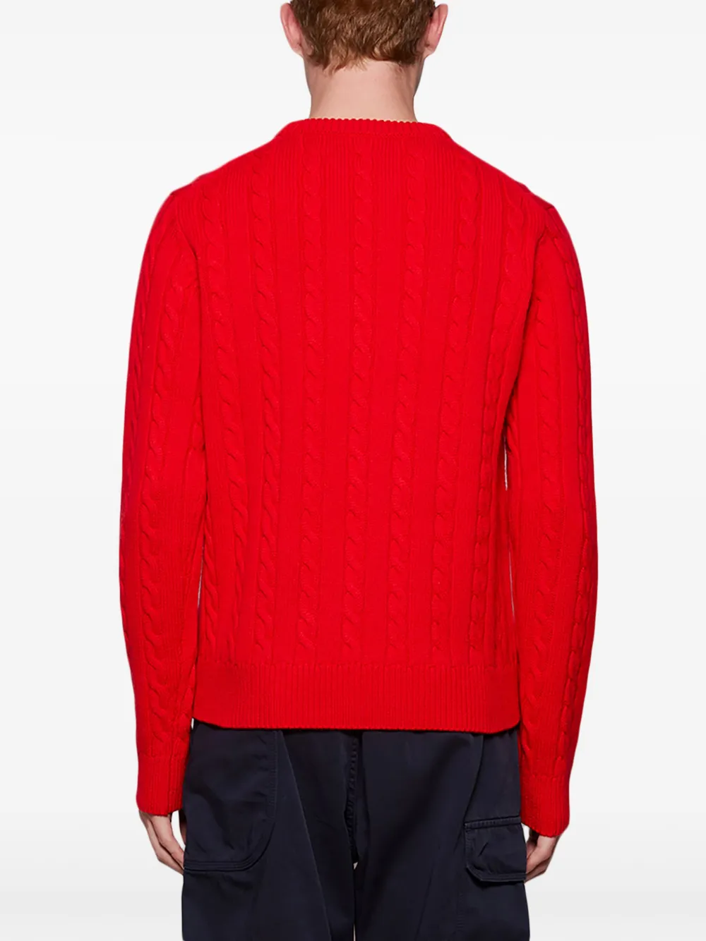 Fila Cable Knit Crew Neck Jumper In Red