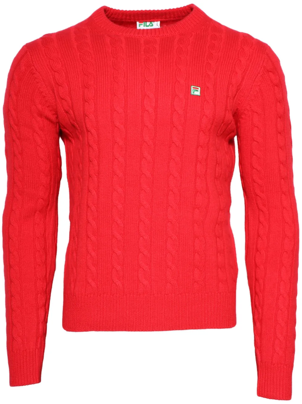 Fila Cable Knit Crew Neck Jumper In Red