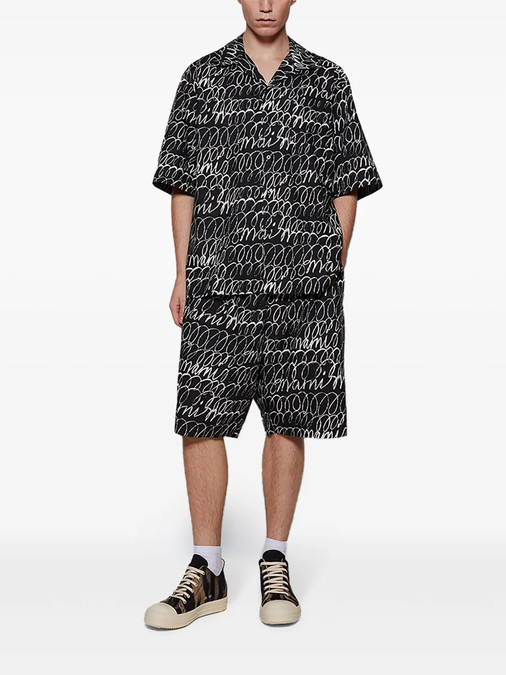 Marni Overhemd met grafische print - Zwart