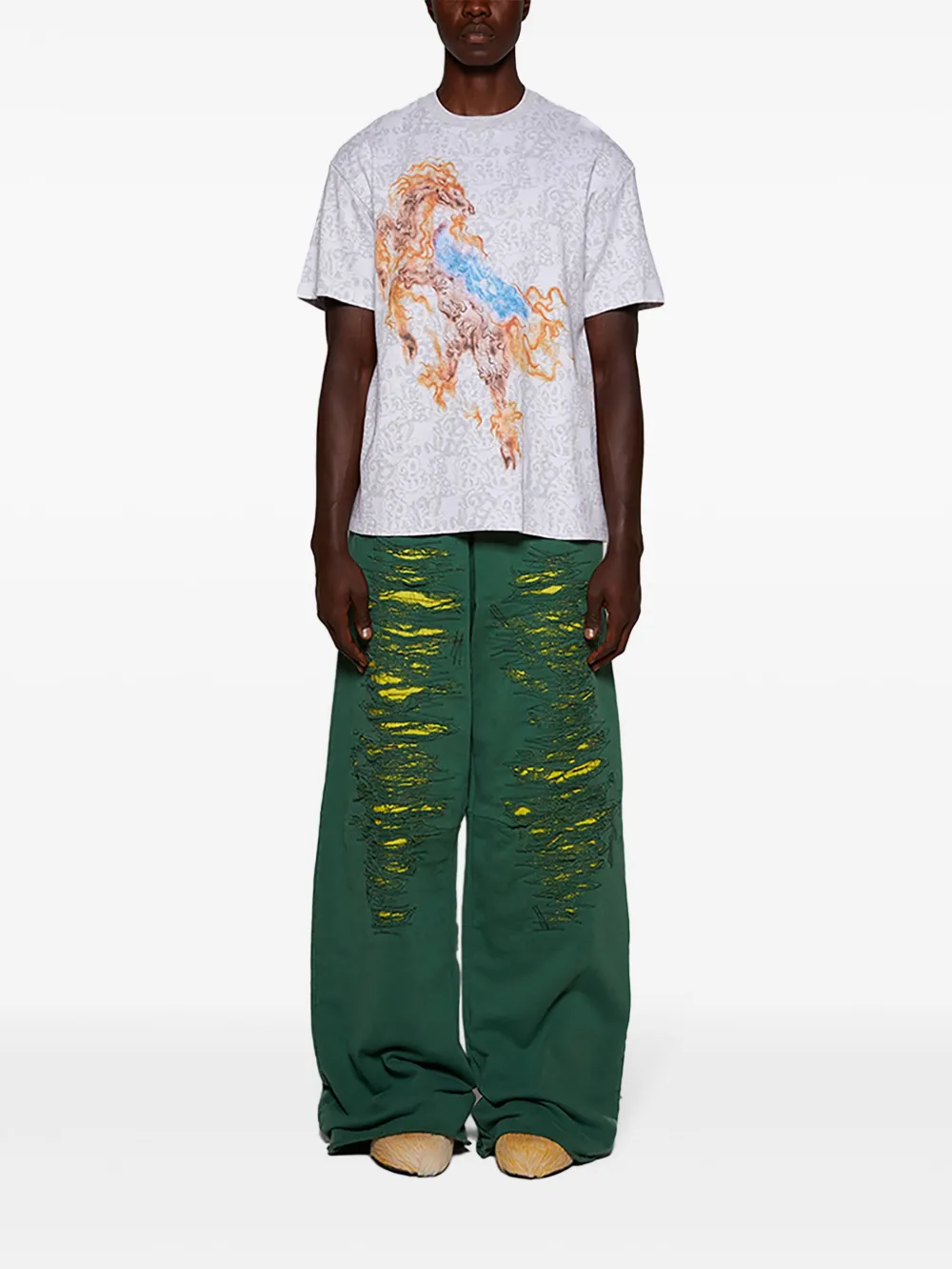 Casella Meyer Pegasus T-shirt met jacquard - Wit