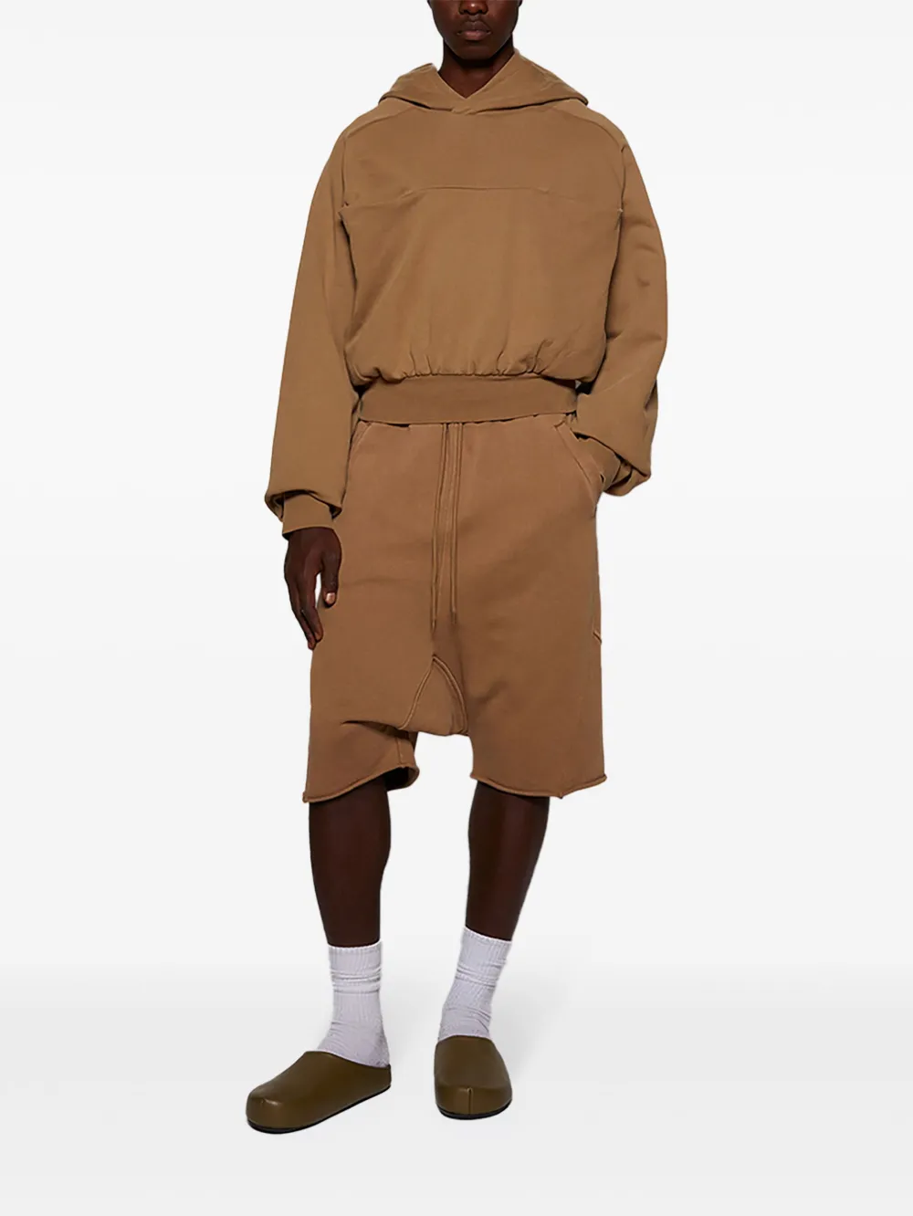 ENTIRE STUDIOS Heavy Drop katoenen shorts Bruin