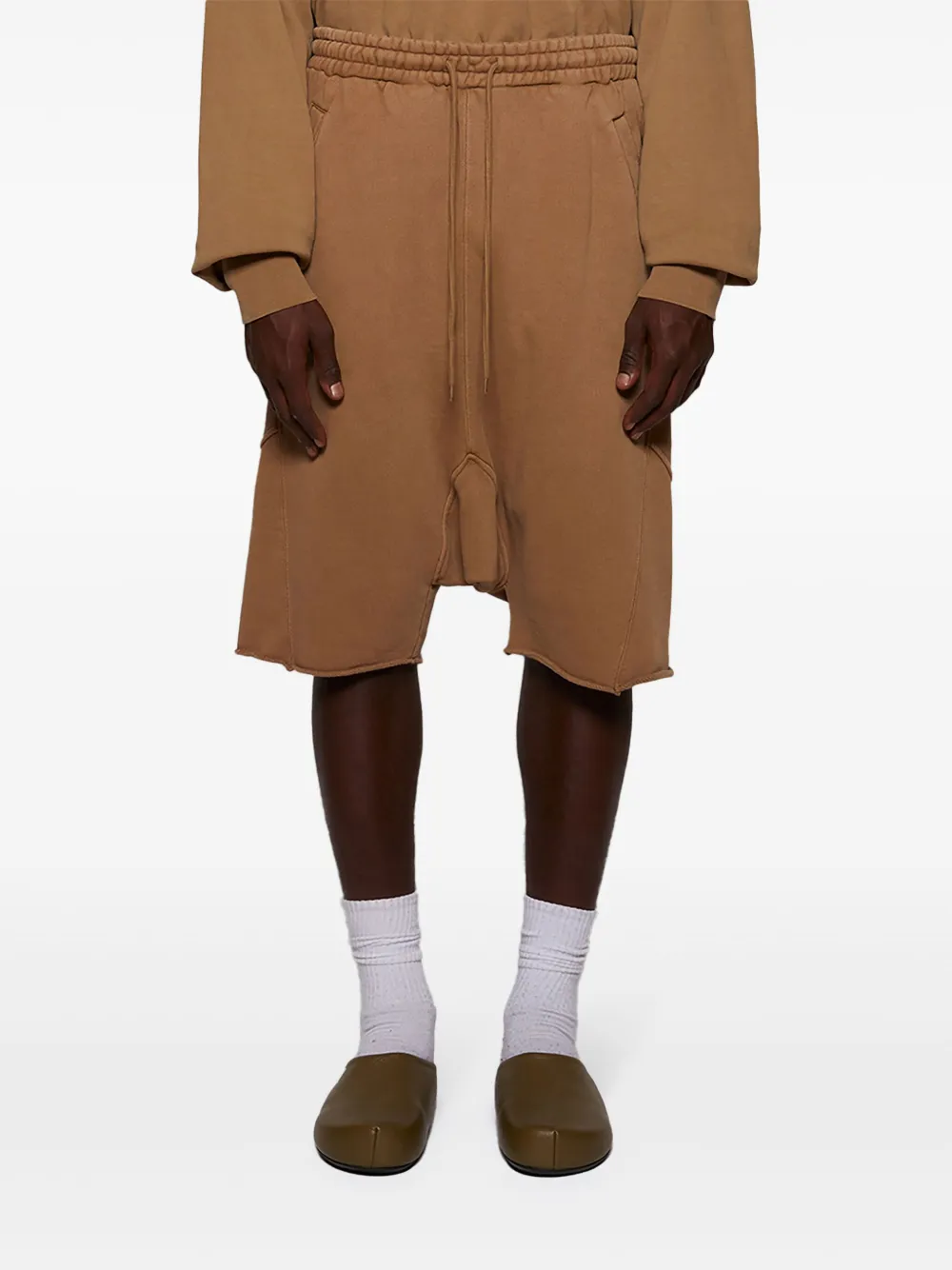 ENTIRE STUDIOS Heavy Drop katoenen shorts Bruin