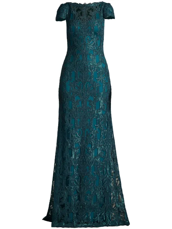 Tadashi Shoji Garwood Sequin Embroidered Gown Green FARFETCH LB