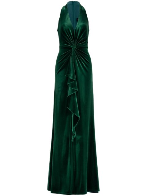 Tadashi Shoji Cider Twist-Drape velvet gown