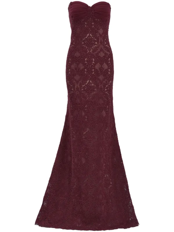 Tadashi Shoji Kohli Strapless Lattice Embroidered Gown Red FARFETCH CH