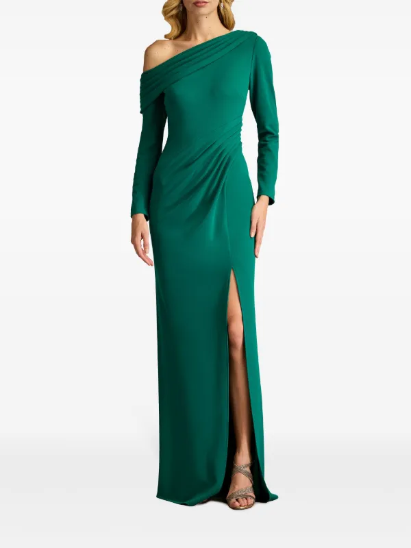 Tadashi Shoji Emerald Silk Off newest the Shoulder Dress