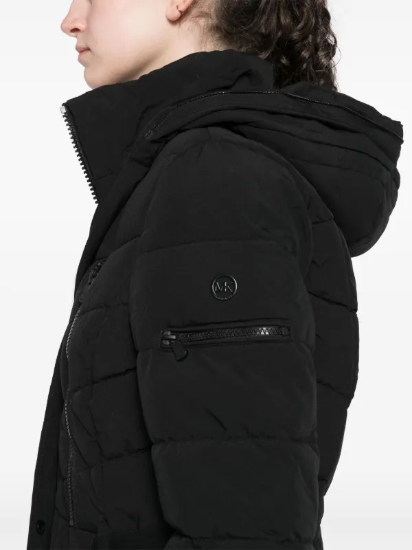 Michael Michael Kors Belted Maxi Scuba Coat Black FARFETCH GE