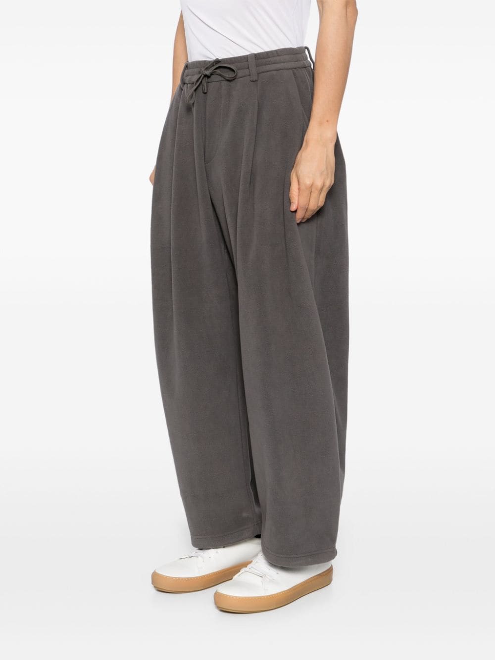 Shop Croquis Fleece Tapered Trousers In Grey