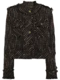 JNBY crystal embellishment tweed jacket - Brown