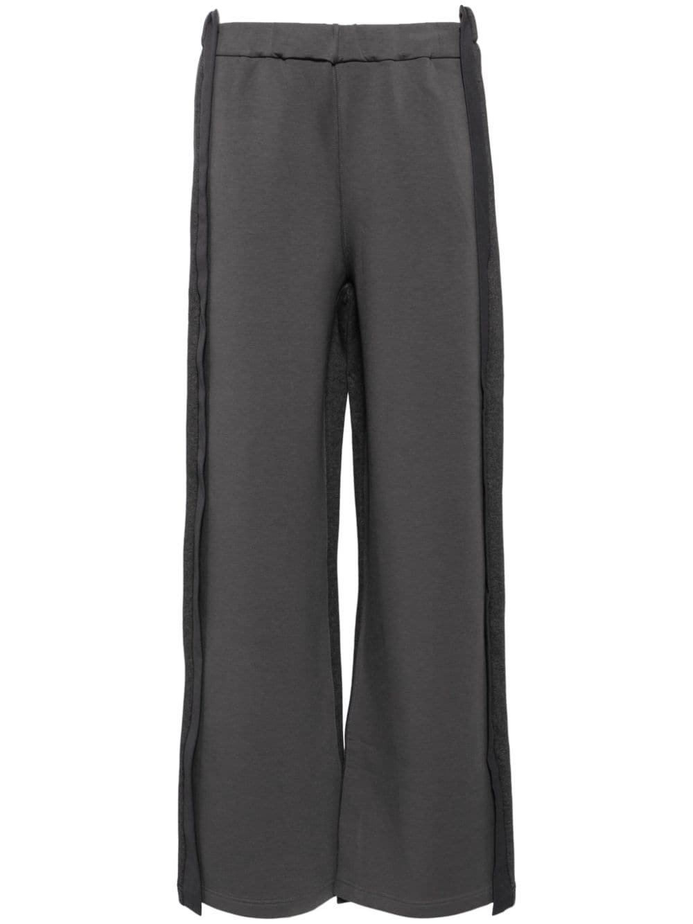 contrasting-fabric panel straight trousers