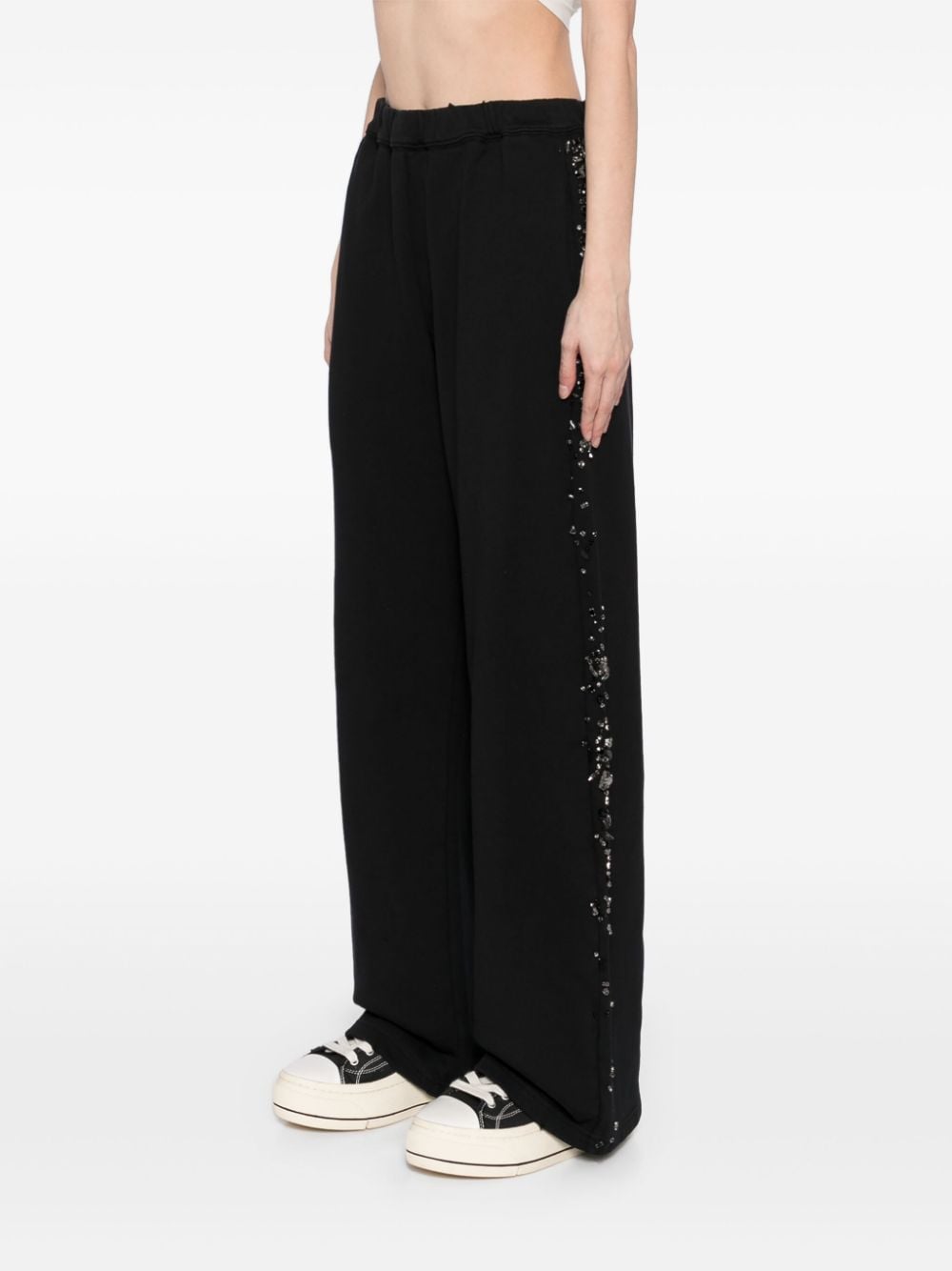 Shop Jnby Bead-embellished Trousers In Black