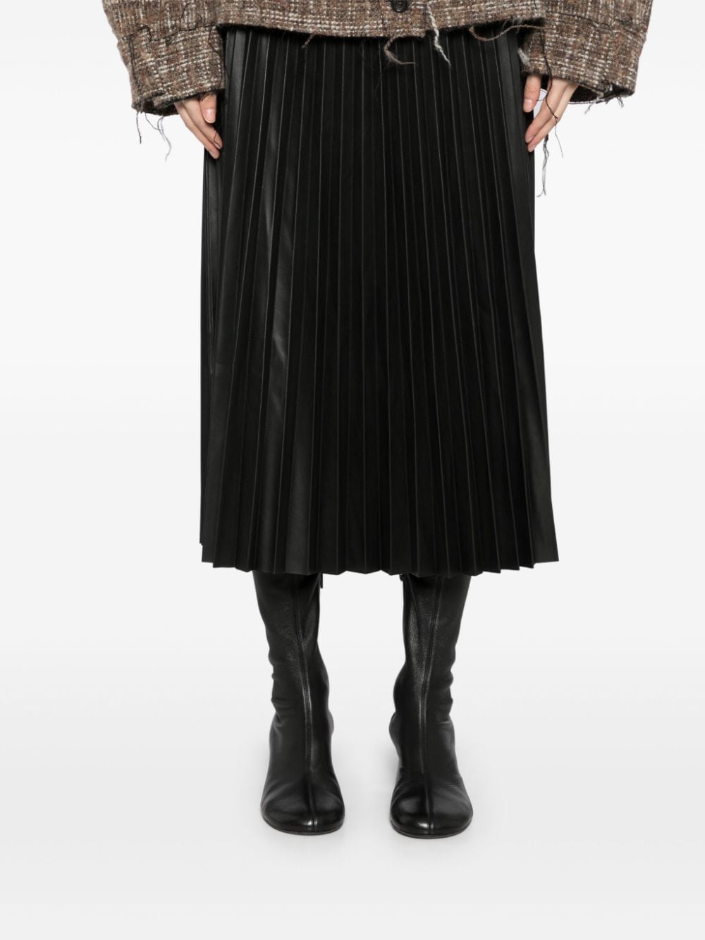 Shop Jnby Faux Leather Pleated Skirt In Black