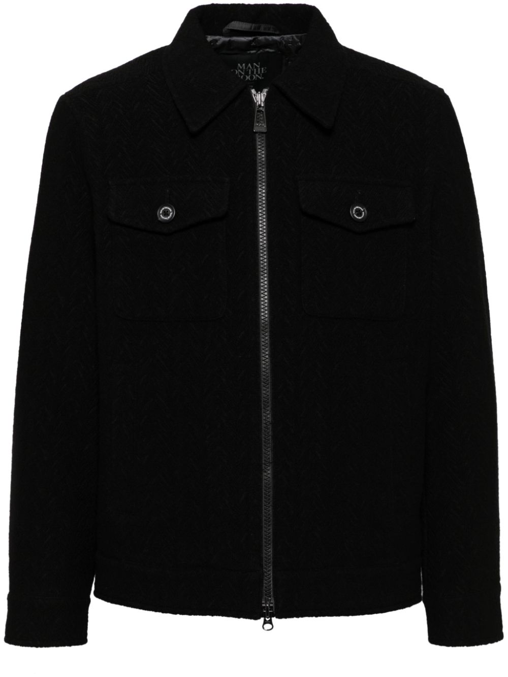 Man On The Boon. textured multi-pockets jacket - Black