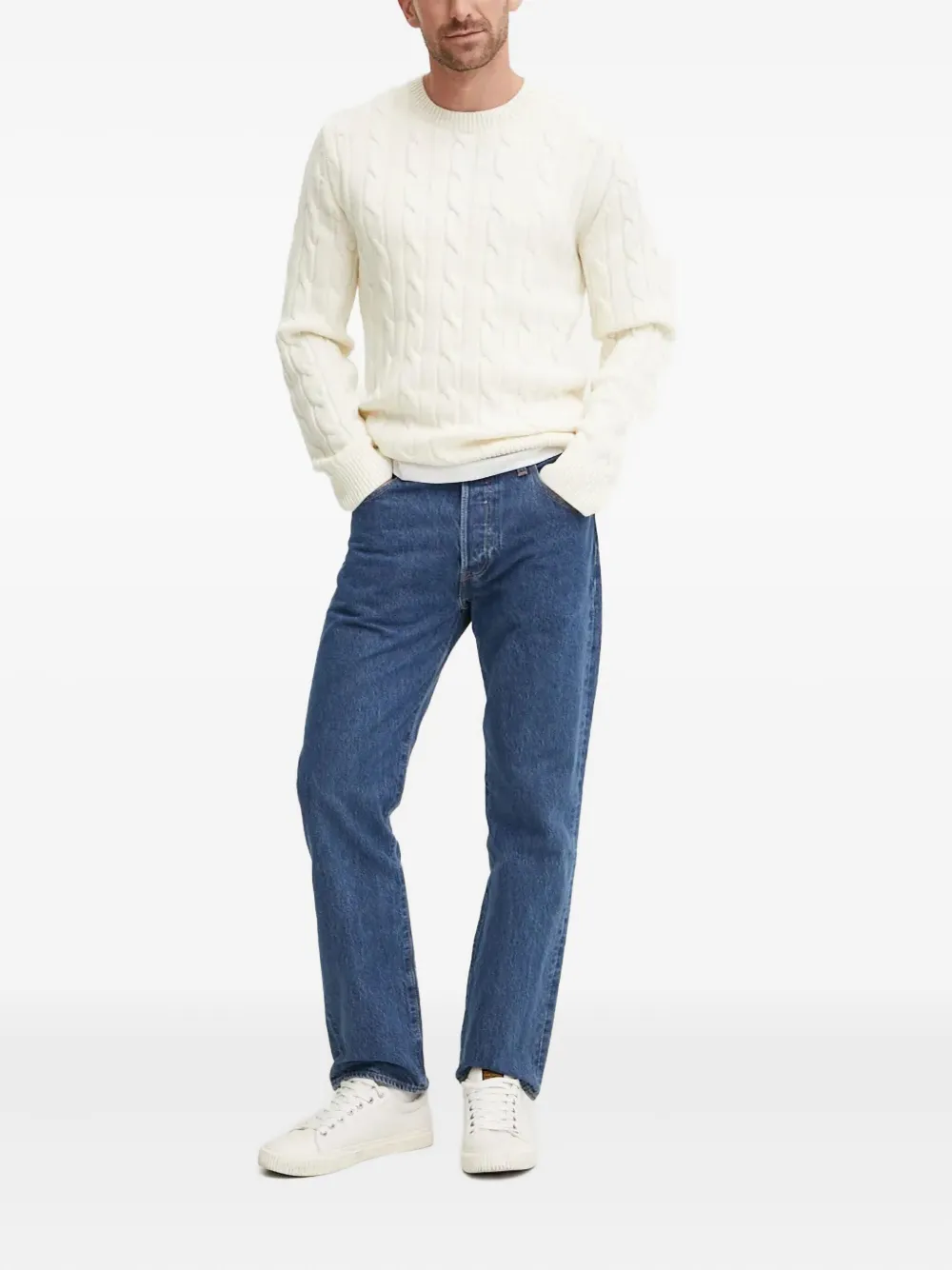 Theory cable-knit crew-neck sweater - Wit