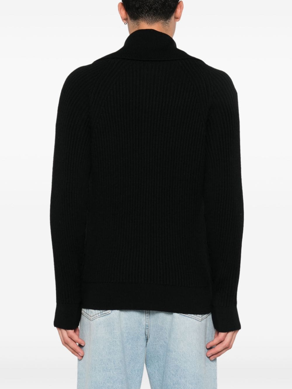 Shop Zanone Ribbed Cardigan In Schwarz