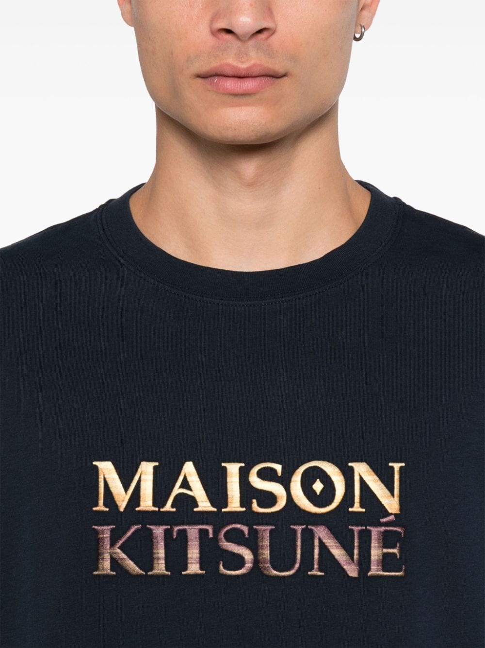 Shop Maison Kitsuné Gradient-logo T-shirt In Blau