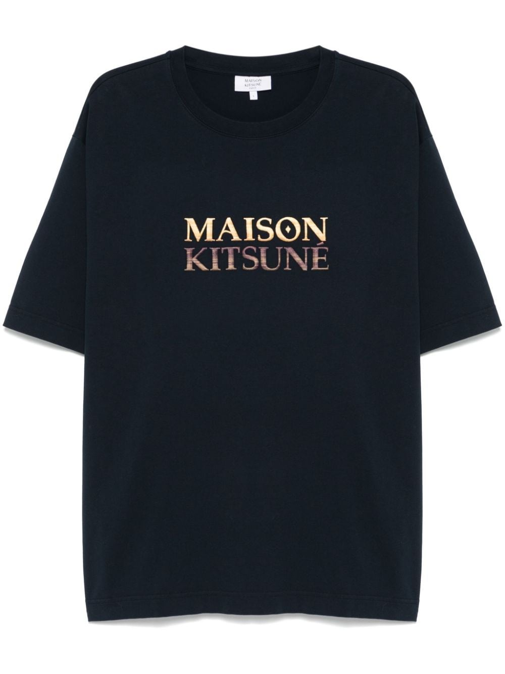 Shop Maison Kitsuné Gradient-logo T-shirt In Navy