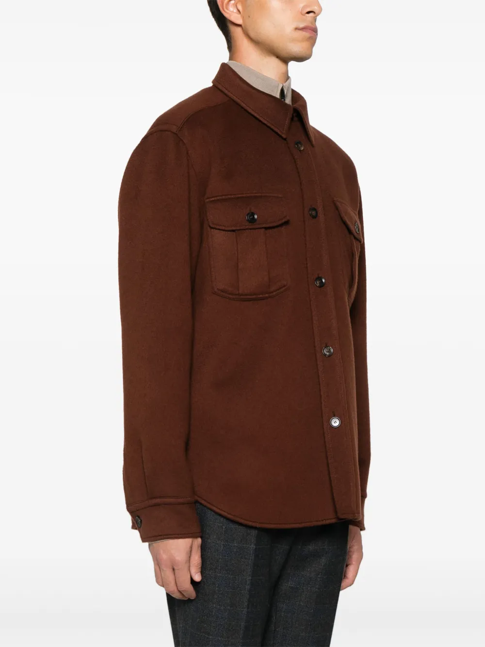 Brioni Geborsteld overhemd Bruin