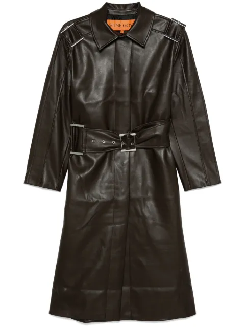 Stine Goya belted faux-leather coat