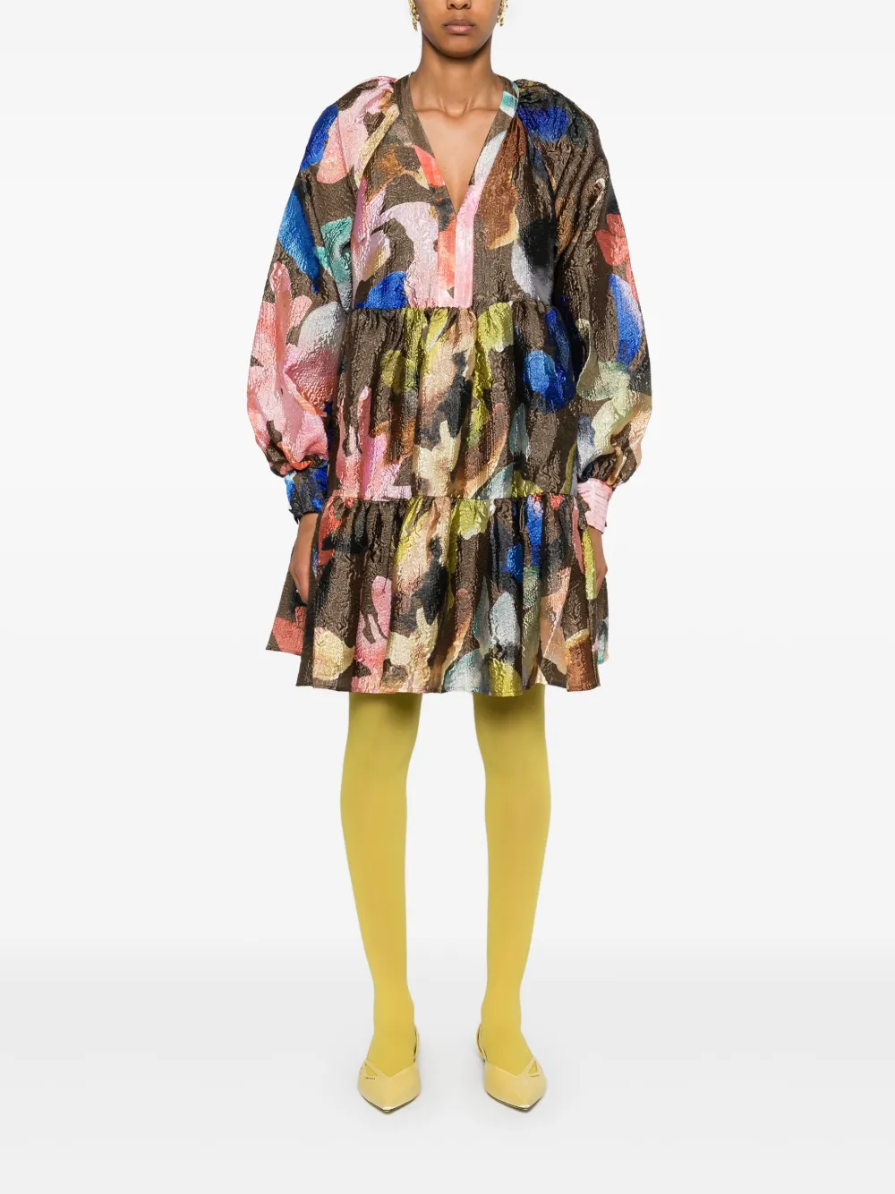 Stine Goya Aquarelle Garden-print dress - Groen