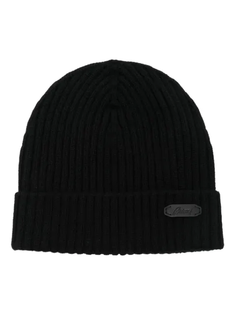 Brioni logo-patch beanie hat