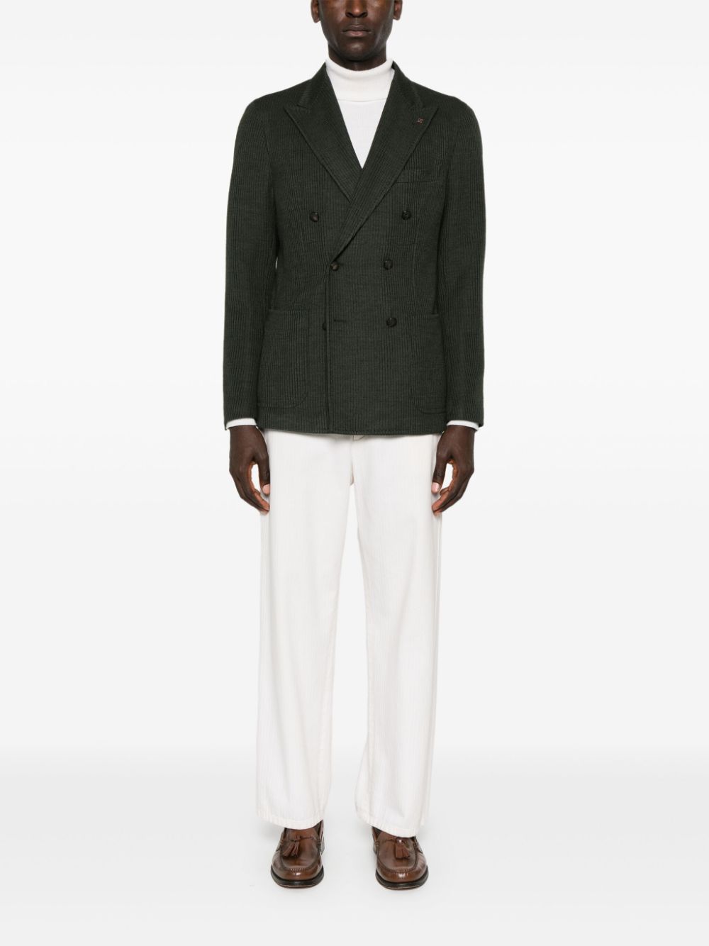 Tagliatore ribbed blazer - Groen