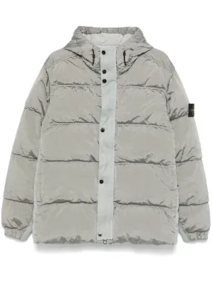 STONE  キルティングダウンジャケット グレー Stone Island フーデッド キルティングジャケット | グレー | FARFETCH JP