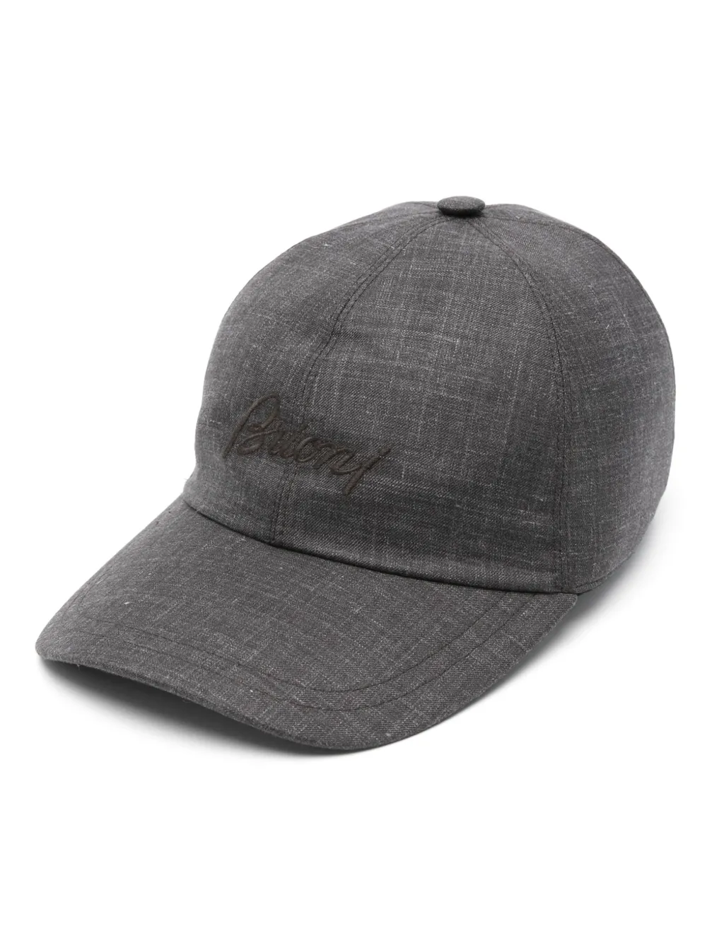 Brioni logo-embroidered cap | Grey | Image 1