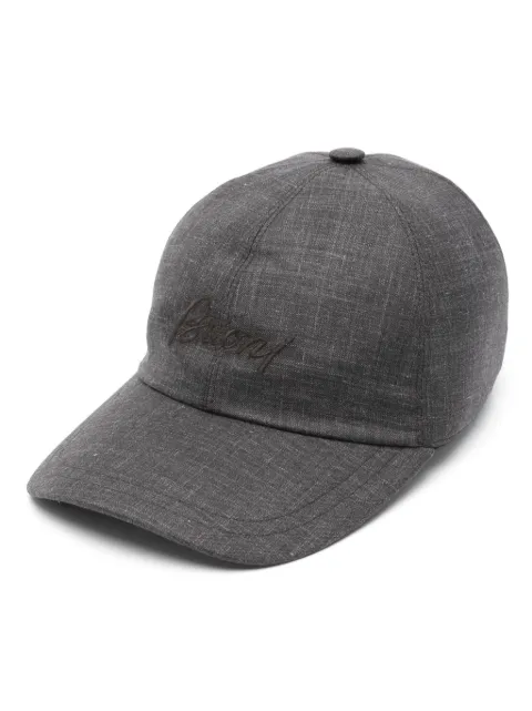 Brioni logo-embroidered cap