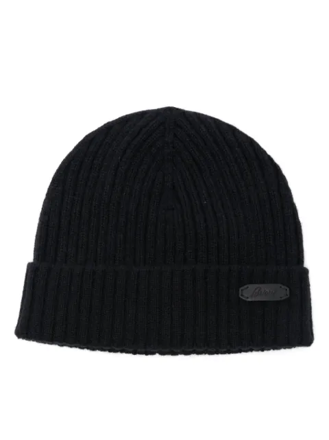 Brioni logo-patch beanie hat