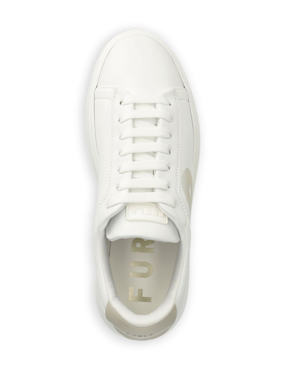 Shop Furla Leather Low-top Sneakers In White