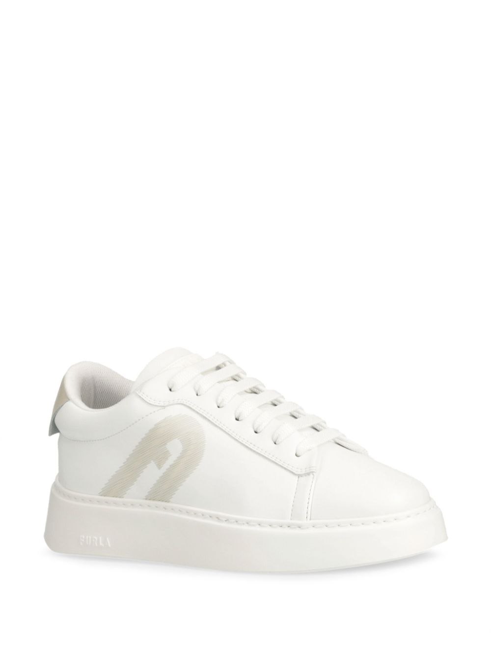 Shop Furla Leather Low-top Sneakers In White