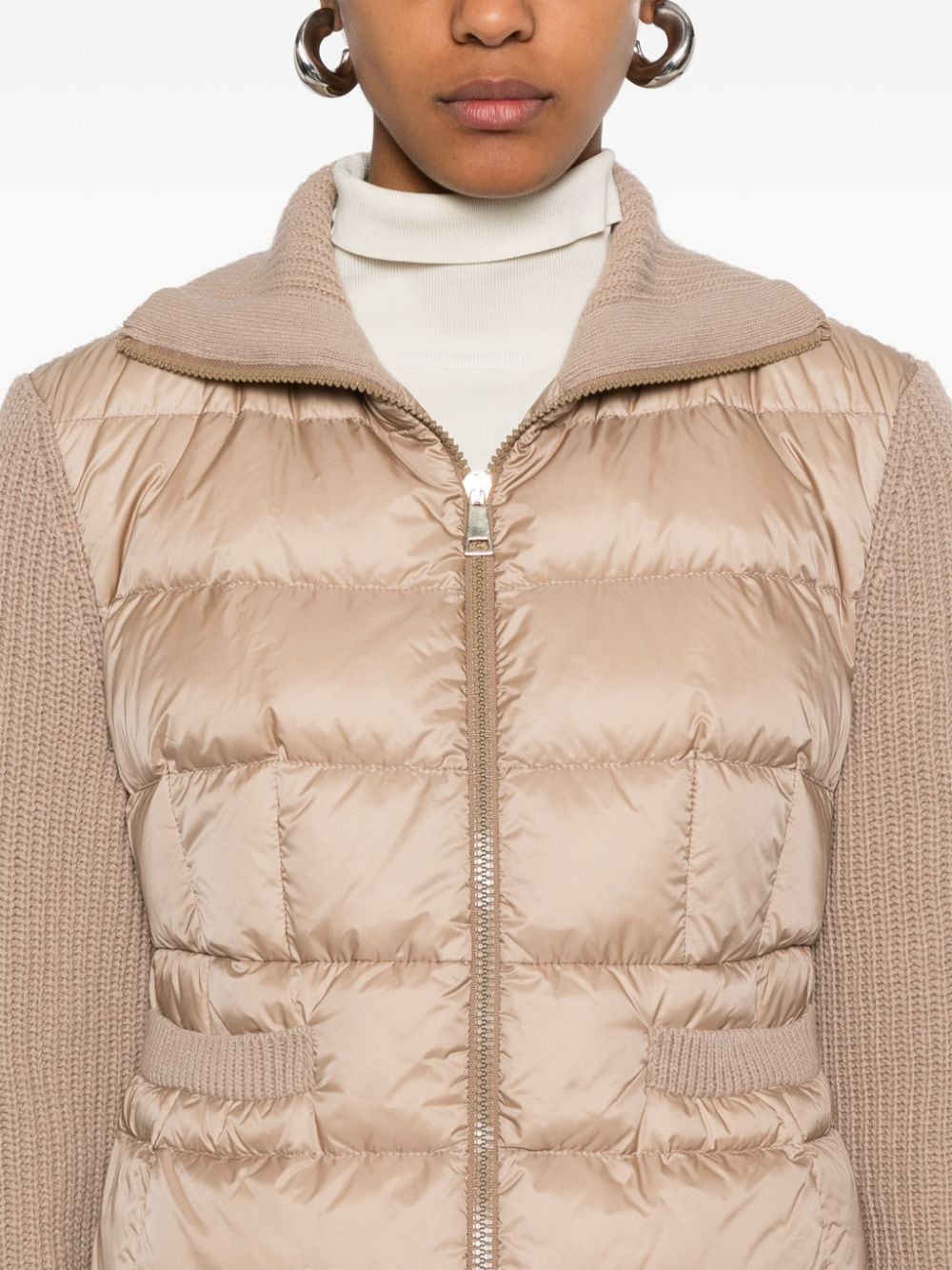 Shop Moncler Padded Zip-up Cardigan In Neutrals